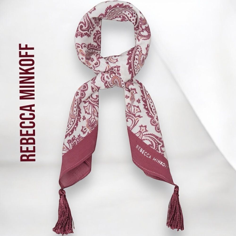 REBECCA MINKOFF Women’s Paisley Tassel Bandana Scarf in Berry Multi Color